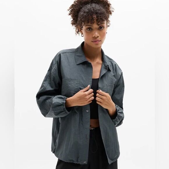 Athleta Jackets & Blazers - Athleta Women's Sheen Gray lightweight nylon Wind, Rain Jacket Shirt Sz M, NWT